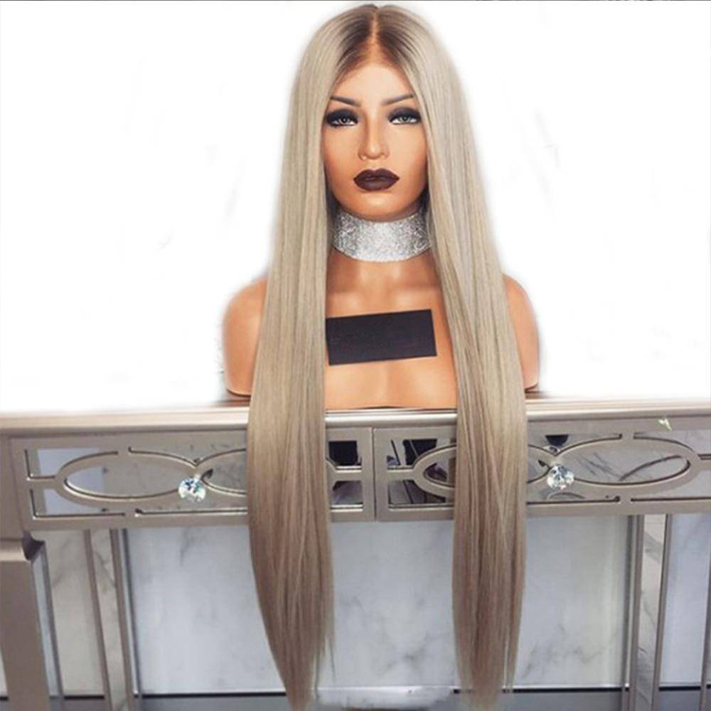 Platina Blonde Lange Pruik - Perruque-Club