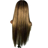 Natuurlijke lange pruik met franje - Perruque-Club