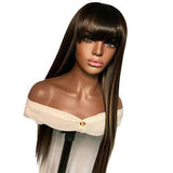 Natuurlijke lange pruik met franje - Perruque-Club