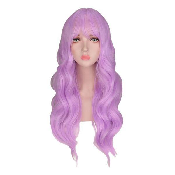 Lange Violette Pruik met Franje