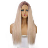 Lange gladde blonde pruik | Perruque-Club