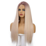 Lange gladde blonde pruik | Perruque-Club