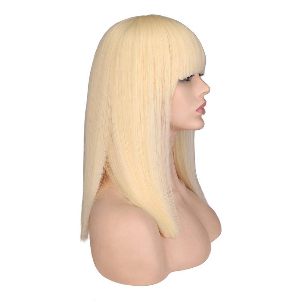 Blonde Vierkante Franje Pruik | Perruque-Club
