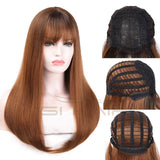 Bruine pruik met franje | Perruque-Club