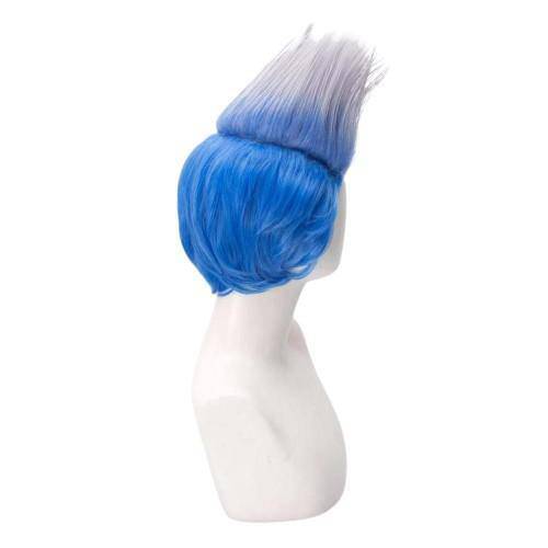 korte blauwe mohawk pruik