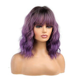 Pruik donker paars