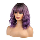 Pruik donker paars