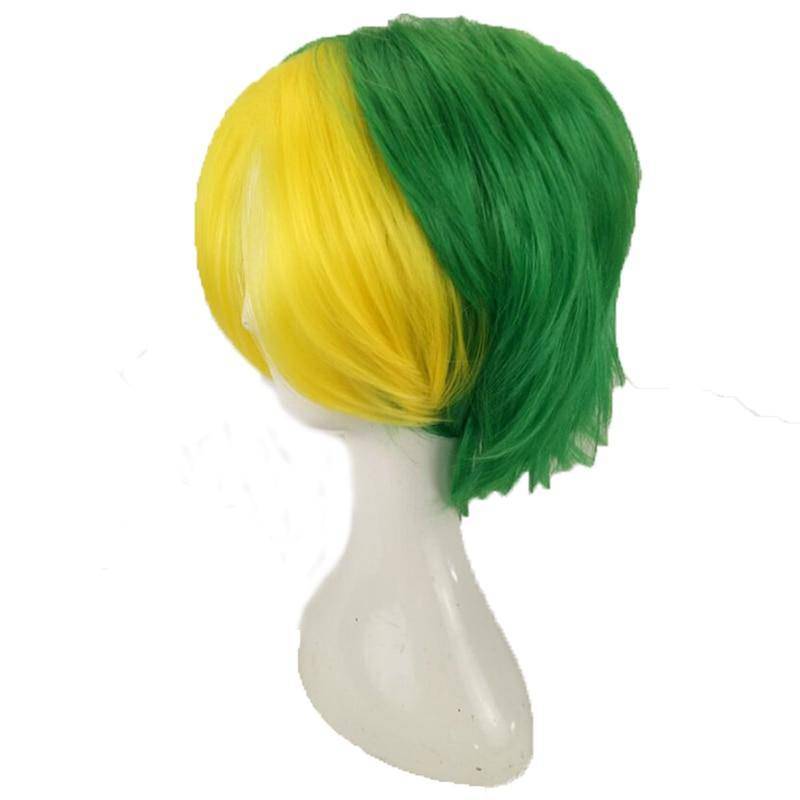 Gele en groene pruik