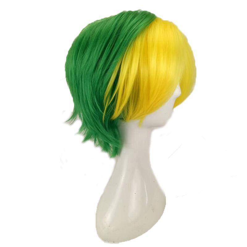 Gele en groene pruik