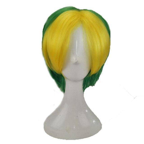 Gele en groene pruik