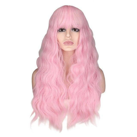 Roze Lang Haar Pruik