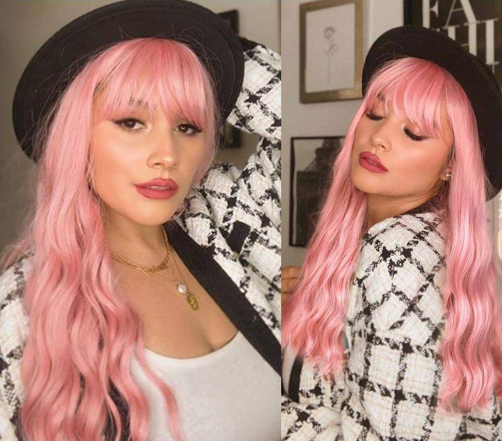 Lange Roze Pruik