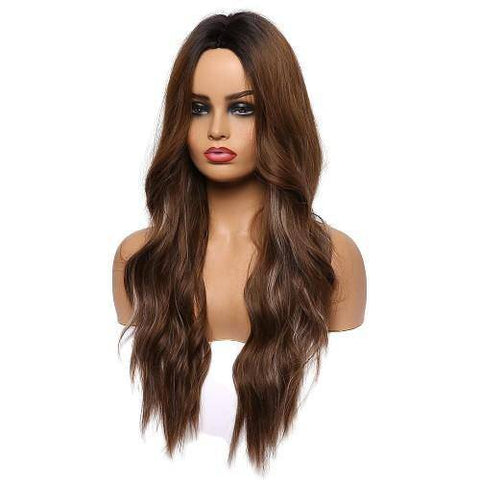 Lange brunette pruik | Perruque-Club