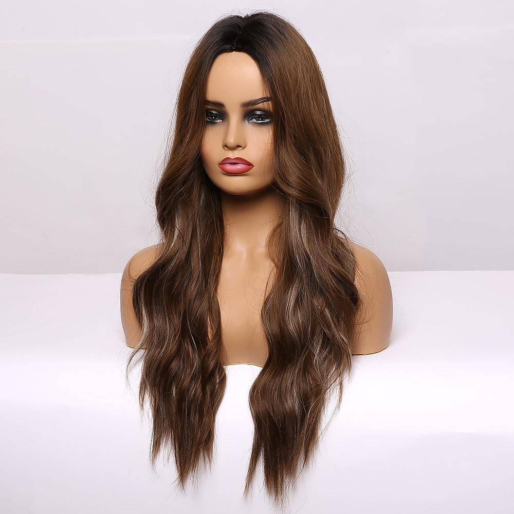 Lange brunette pruik | Perruque-Club