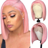 Natuurlijk roze pruik