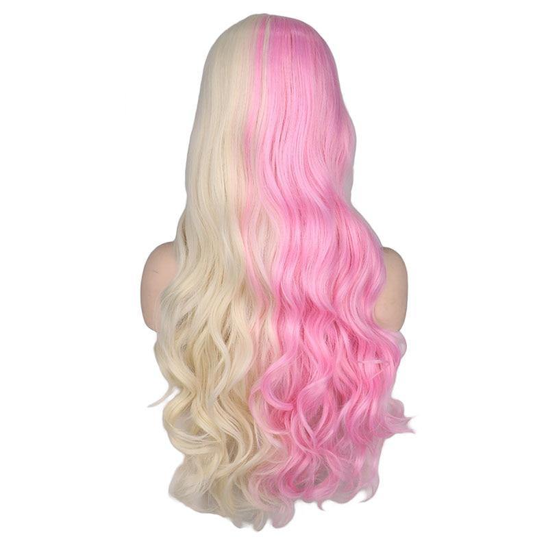 Roze en blonde pruik