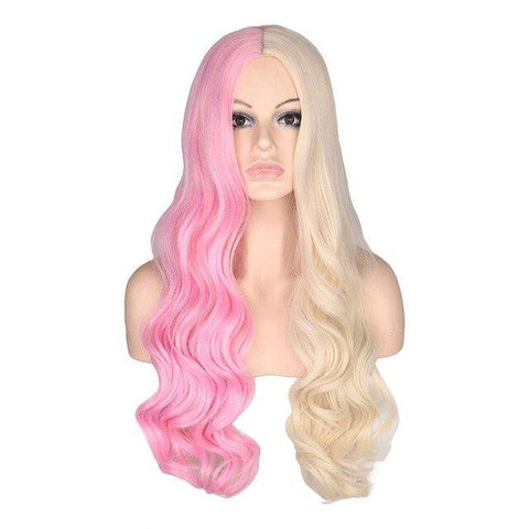 Roze en blonde pruik