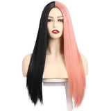 Roze en zwarte pruik