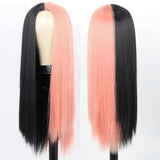 Roze en zwarte pruik