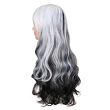 Tweekleurige zwarte en witte pruik