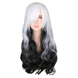 Tweekleurige zwarte en witte pruik