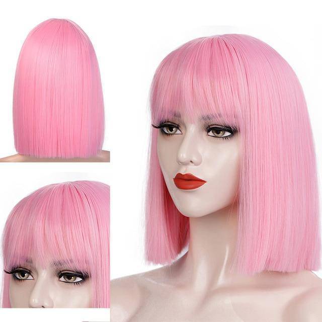 Vierkante roze franjespruik