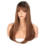 Lange brunette pruik | Perruque-Club