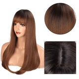 Lange brunette pruik | Perruque-Club