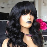 Zwarte Lange Franje Pruik